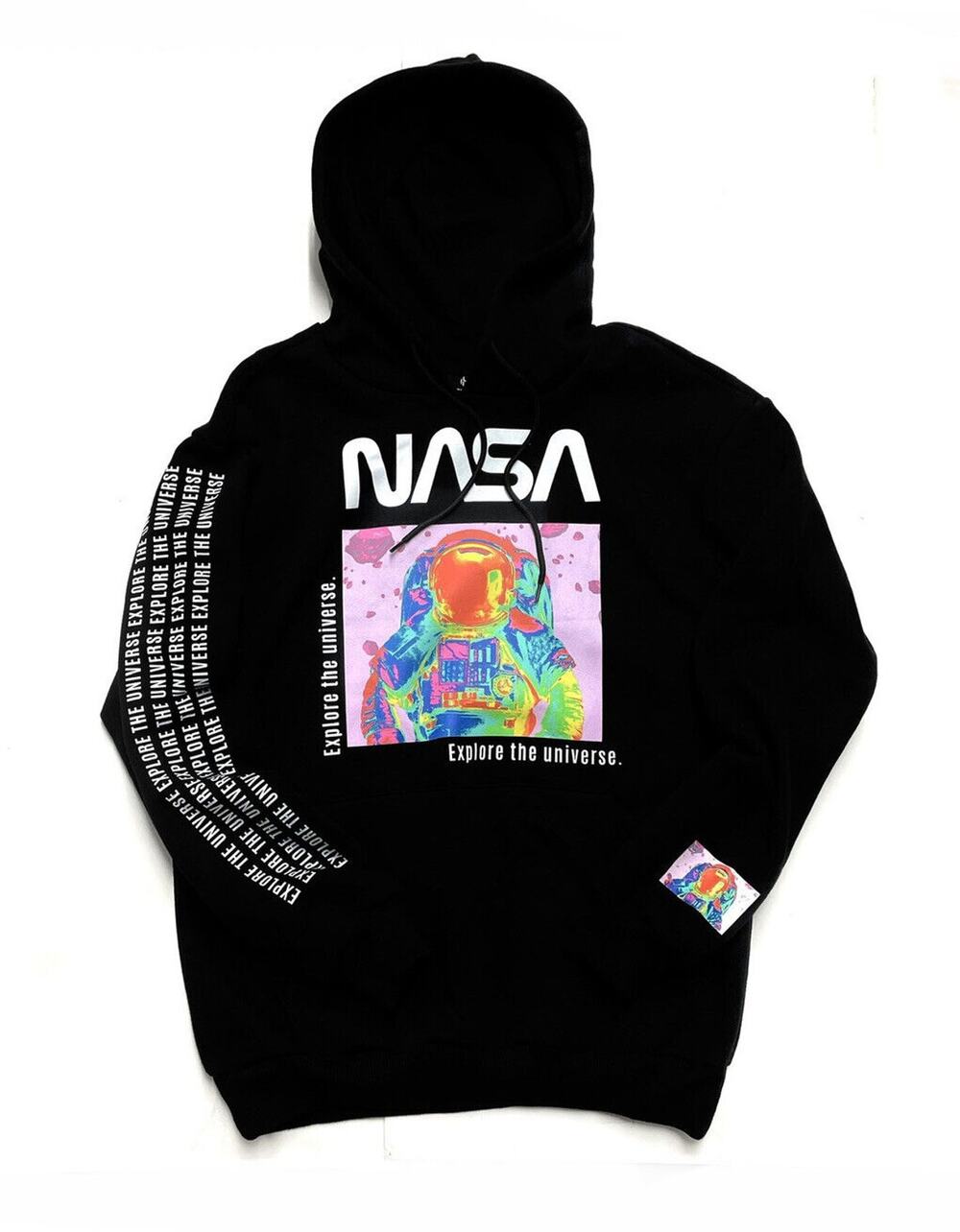 NASA Hoodie Neon Rainbow Hot Pink Size L Large Mens Womens Helmet Hyper Space